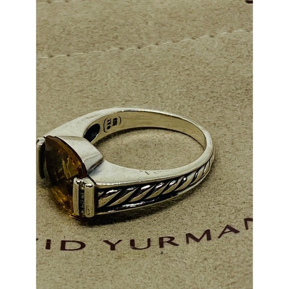 David Yurman Sterling Silver, Diamond and Citrine Deco Lemon Deco Ring 7.5 - Picture 3 of 8